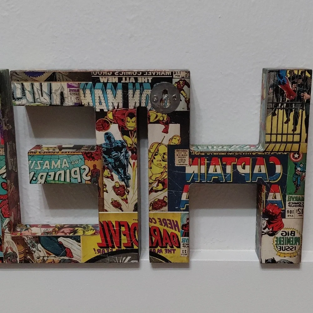Marvel Comics Superhero Wooden HERO Letter Plaque